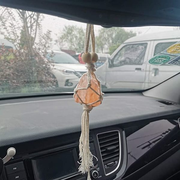 Handmade.Simple and natural. Natural materials, the shape of each product is unique. Can be hung on the rearview mirror of the car, add some color to your car space, bring a different feeling The rope can be wound a few more turns to achieve comfortable size requirements As a very good gift to your friends and family