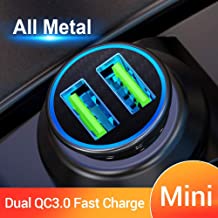 Quick Charge 3.0 Car Charger Mini 30W 4.8A Metal Dual USB Ports QC 3.0 Car Charger Adapter Flush Fit Fast Charge Car Adapter for iPhone 11/XR/Xs/Max/X/8/7, iPad Pro/Air 2/Mini, Galaxy, LG and More